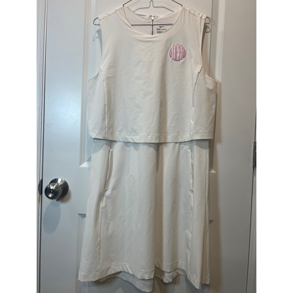 Nike Womens Tennis Dress Dri Fit Monogram White Size L